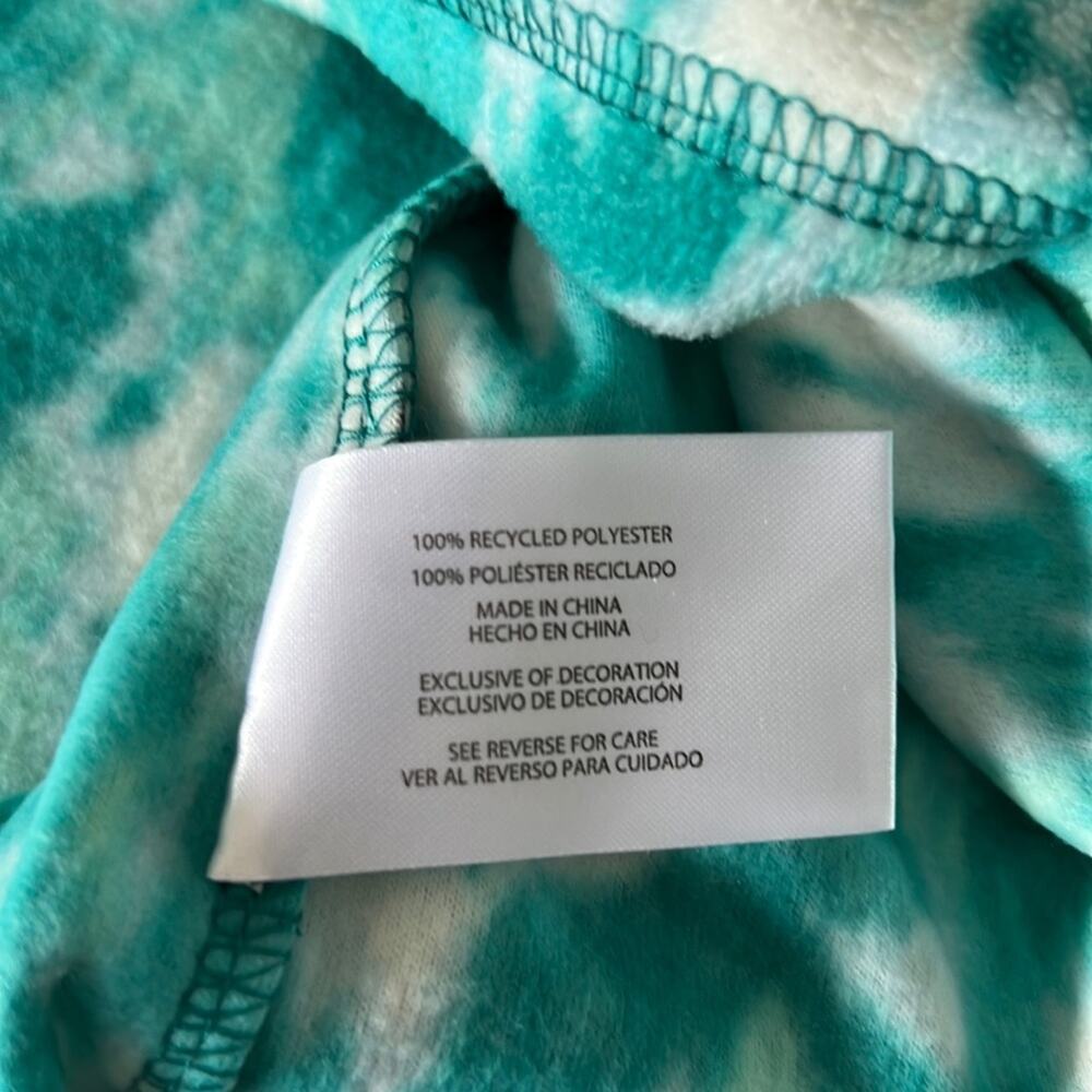 Eddie Bauer Turquoise Leaf Ikat Print Lightweight Fleece 1/4 Zip Pullover Size S - Picture 10 of 11